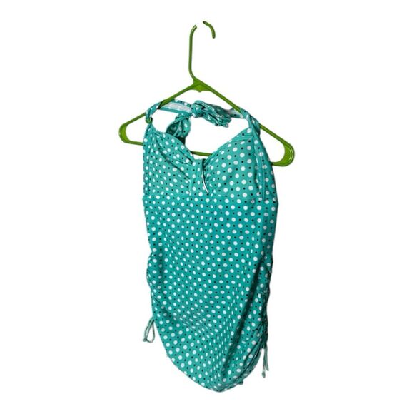 Croft & Barrow Women's Swimwear Tankini Top Turquoise Polka Dot 12 - Picture 2 of 6